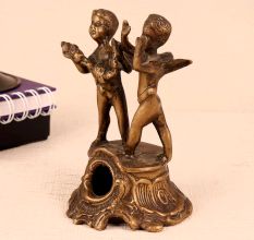 Vintage Brass Statue of Two Angels in English Art