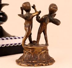 Vintage Brass Statue of Two Angels in English Art