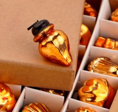 25 Pieces Amber Glass Ornaments - Christmas Tree Ornaments