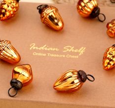 25 Pieces Amber Glass Ornaments - Christmas Tree Ornaments