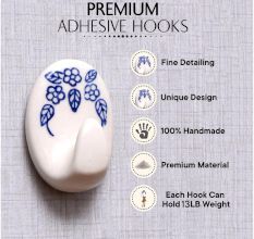 White Ceramic Adhesive Hooks for Painted Walls