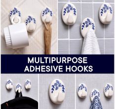 Ceramic Blue White No Drill Wall Hooks