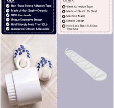 Ceramic Blue White No Drill Wall Hooks