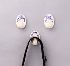 Ceramic Blue White Adhesive Hook - Pack of 3