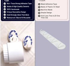 Ceramic Blue White Adhesive Hook - Pack of 3
