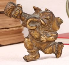 Vintage Brass Lord Ganesha Statue for Home Decor