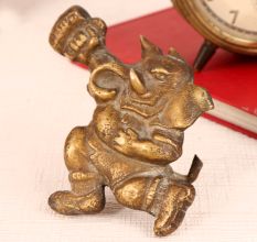 Vintage Brass Lord Ganesha Statue for Home Decor