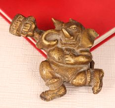 Vintage Brass Lord Ganesha Statue for Home Decor