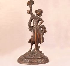 Vintage Brass Statue of Lady Standing for Decoration