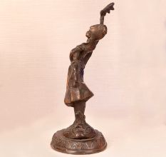 Vintage Brass Statue of Lady Standing for Decoration