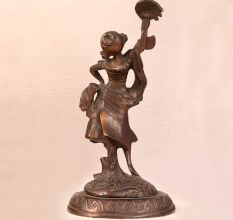 Vintage Brass Statue of Lady Standing for Decoration