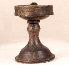 Dark Brown Aarti Lamp Made of Brass for Decor