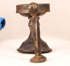 Dark Brown Aarti Lamp Made of Brass for Decor