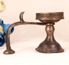Dark Brown Aarti Lamp Made of Brass for Decor