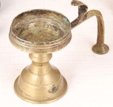 Antique Brown Brass Aarti Lamp for Home Decor