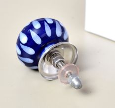 Blue Ceramic Floral Knobs for Kitchen Cabinet