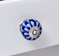 Blue Ceramic Floral Knobs for Kitchen Cabinet