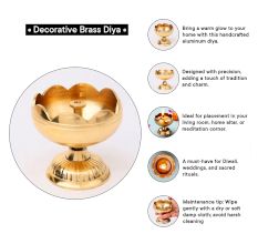 Golden Brass Flower Shape Lamp Diya for Diwali Decoration