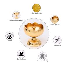 Golden Brass Flower Shape Lamp Diya for Diwali Decoration