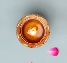 Golden Brass Flower Shape Lamp Diya for Diwali Decoration