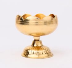 Golden Brass Flower Shape Lamp Diya for Diwali Decoration