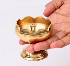 Golden Brass Flower Shape Lamp Diya for Diwali Decoration