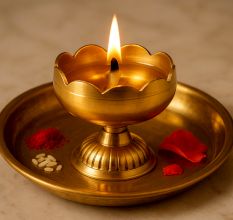 Golden Brass Flower Shape Lamp Diya for Diwali Decoration