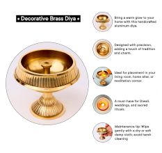 Round Golden Vintage Brass Oil Lamp for Decor