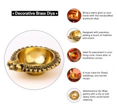 Floral Round Brass Oil Lamp Diya