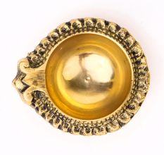 Floral Round Brass Oil Lamp Diya