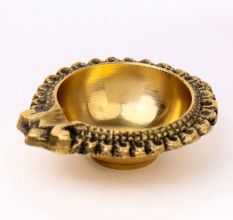Floral Round Brass Oil Lamp Diya