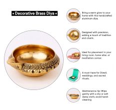 Brass Flower Design Oil Lamp Diwali Decoration Gift