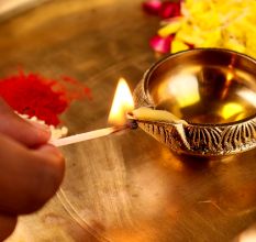 Brass Flower Design Oil Lamp Diwali Decoration Gift