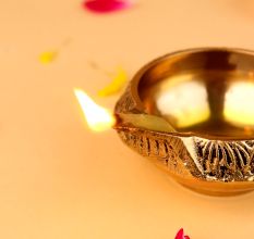 Brass Flower Design Oil Lamp Diwali Decoration Gift