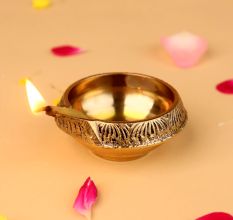 Brass Flower Design Oil Lamp Diwali Decoration Gift