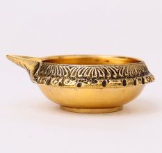 Brass Flower Design Oil Lamp Diwali Decoration Gift