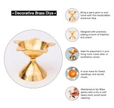 Golden Brass Flower Shaped 5 Wick Oil Lamp