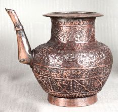 Handcrafted Copper Water Pot with Spout for Decor