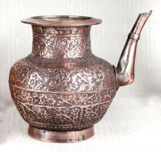 Handcrafted Copper Water Pot with Spout for Decor