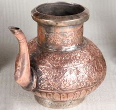 Elegant Brown Copper Water Pot in Islamic Art