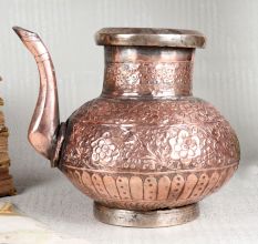 Elegant Brown Copper Water Pot in Islamic Art