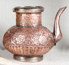Elegant Brown Copper Water Pot in Islamic Art