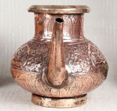 Floral Design Copper Water Pot with Spout for Decor