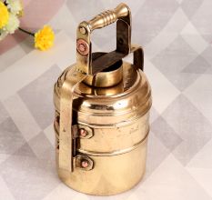 Shiny Indian Brass Tiffin Box for Decoration