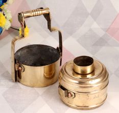 Shiny Indian Brass Tiffin Box for Decoration