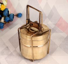 Handcrafted Tiffin Box Made of High-Quality Brass