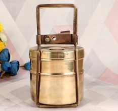 Handcrafted Tiffin Box Made of High-Quality Brass