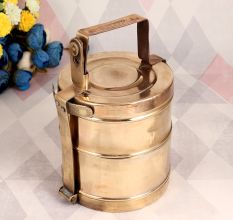 Indian Vintage Brass Tiffin Box for Home & Office Decor
