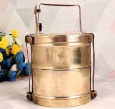 Indian Vintage Brass Tiffin Box for Home & Office Decor