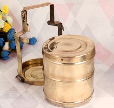 Indian Vintage Brass Tiffin Box for Home & Office Decor